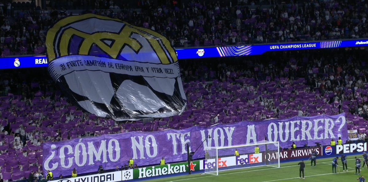 TouchlineX's tweet photo. 📸 - Real Madrid's banner tonight.

Manchester United fans don't read the first word. https://t.co/yF6e7Co1uS