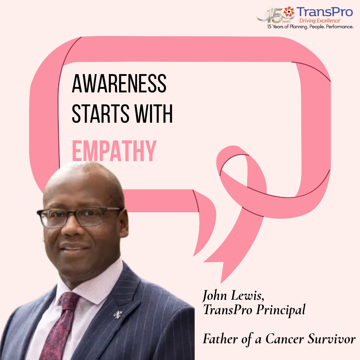 TransProConsult's tweet photo. October is #BreastCancerAwarenessMonth! This week, our team is raising awareness by sharing what awareness means to them.

John Lewis believes awareness starts with EMPATHY. 💗 #GOPINK

Don't forget to donate to TransPro's Commute to a Cure Fundraiser! https://t.co/y5vrl5AImf https://t.co/t3ORQ4ufPZ