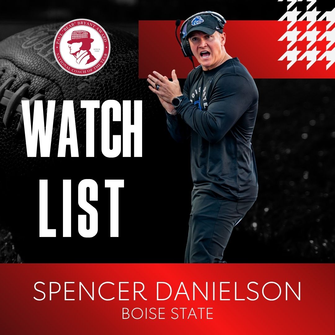 bryantawards's tweet photo. Congratulations to @Coach_SD of @BroncoSportsFB on being named to the 2026 Paul "Bear" Bryant National Coach of the Year Watch List! #BryantAwards https://t.co/hJ15JjgCAa