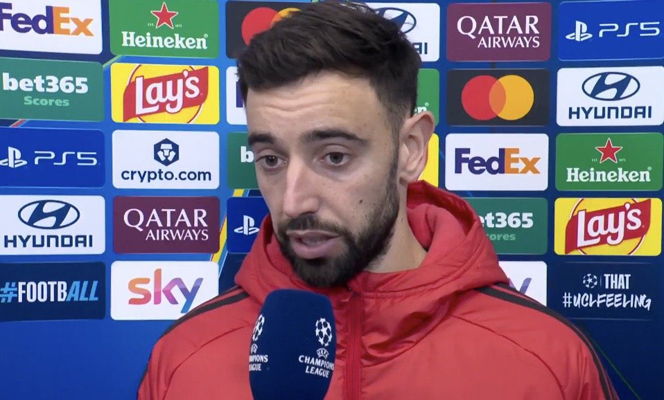 FabrizioRomano's tweet photo. 🚨 Bruno Fernandes: “It was the decision of the staff to not go man-for-man tonight”. https://t.co/kLzTSn2M9o