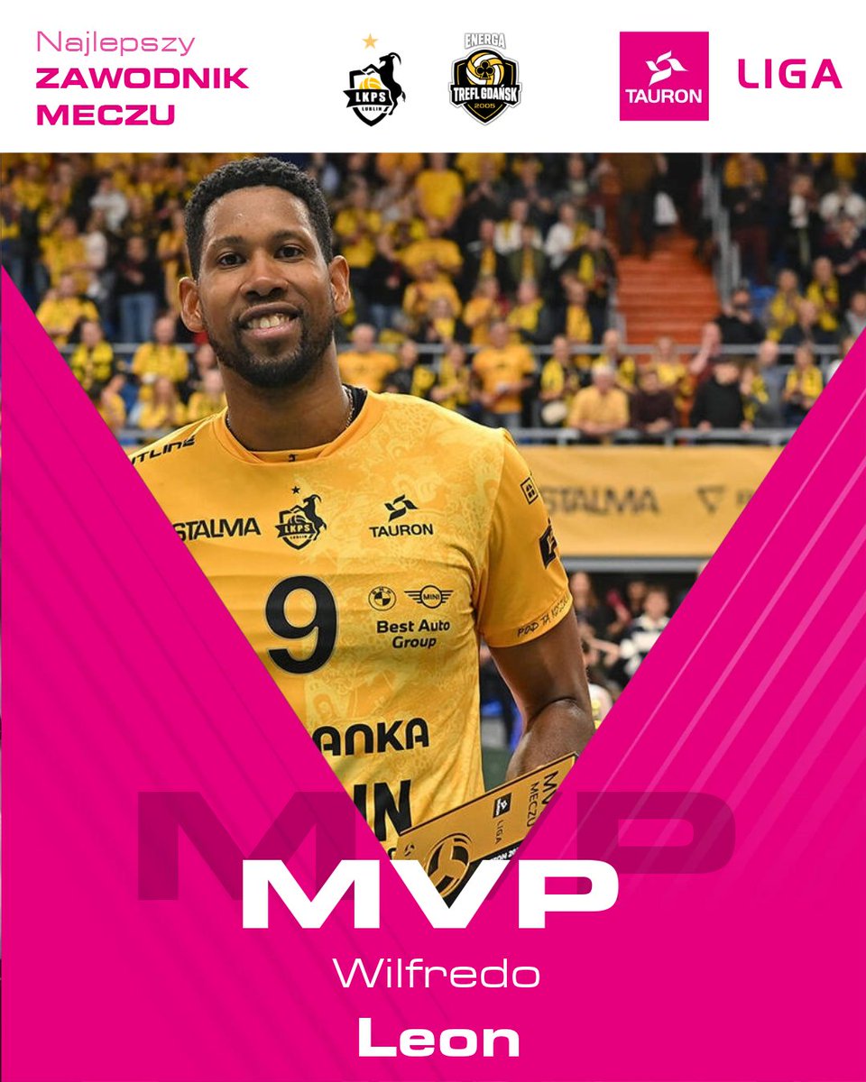 TAURONLiga's tweet photo. Wrócił i od razu zaznaczył swoją obecność. 🔥

Wilfredo Leon zdobył 17 punktów w dzisiejszym spotkaniu #TAURONLiga i zgarnął statuetkę MVP, a do tego dorzucił #RedBullSuperAs za zagrywkę z prędkością 115 km/h. 🚀 

@LukLublin https://t.co/OIuwciamLD