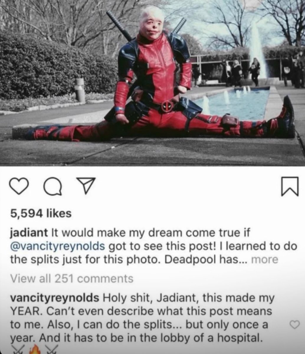 MCU_Fanatics's tweet photo. Ryan Reynolds leaves a heartwarming reply to a burn survivor's Deadpool cosplay. https://t.co/9EnkRcxO4y