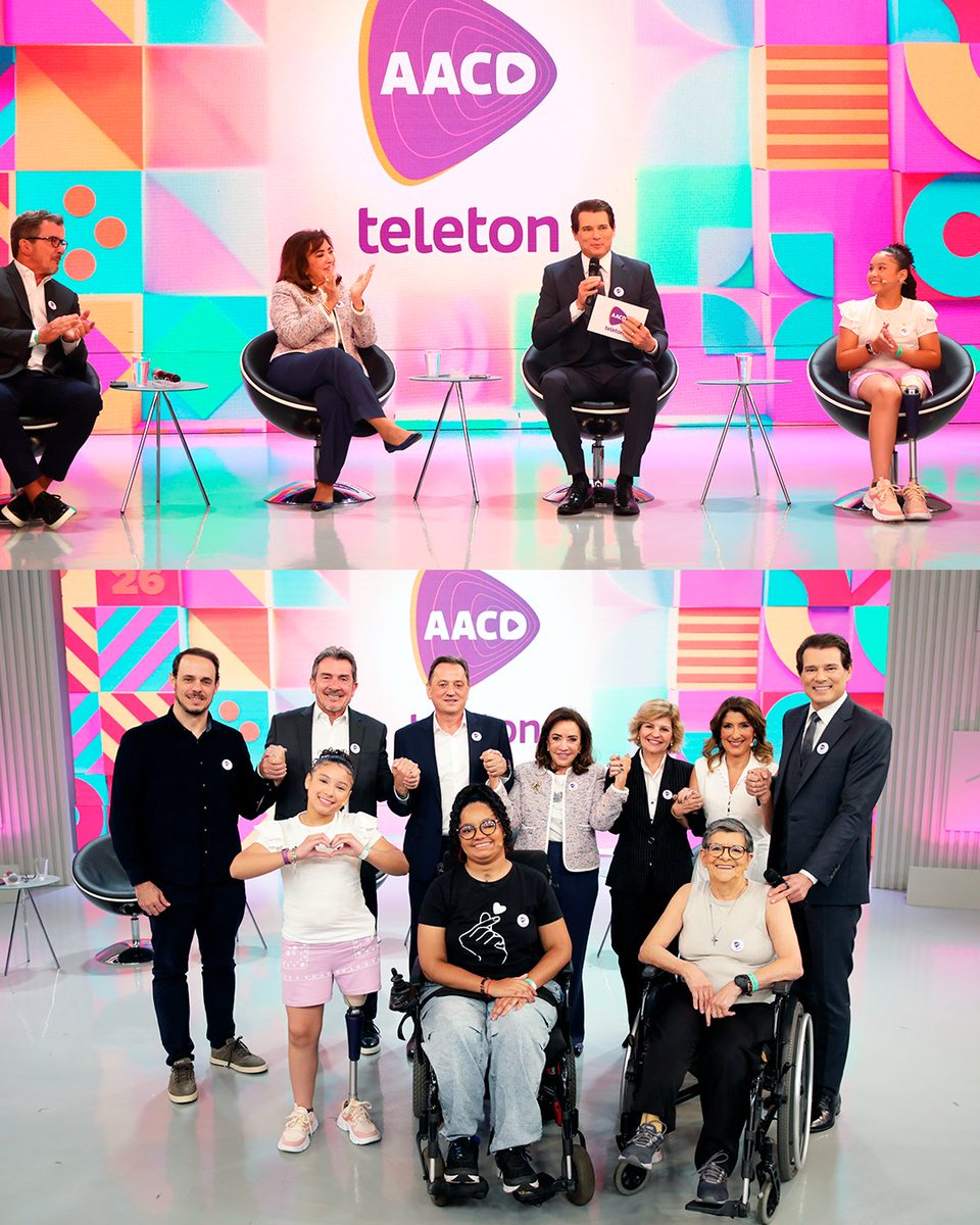 AACD's tweet photo. Ontem, no @SBTonline, foi o dia da tradicional coletiva de imprensa do Teleton!

Reunimos imprensa e convidados para contar as novidades do #Teleton2026, a 29ª edição da maior campanha de solidariedade do Brasil! 💜

📺 Dias 6 e 7 de novembro, ao vivo, no SBT! https://t.co/xbIKF5NK7L