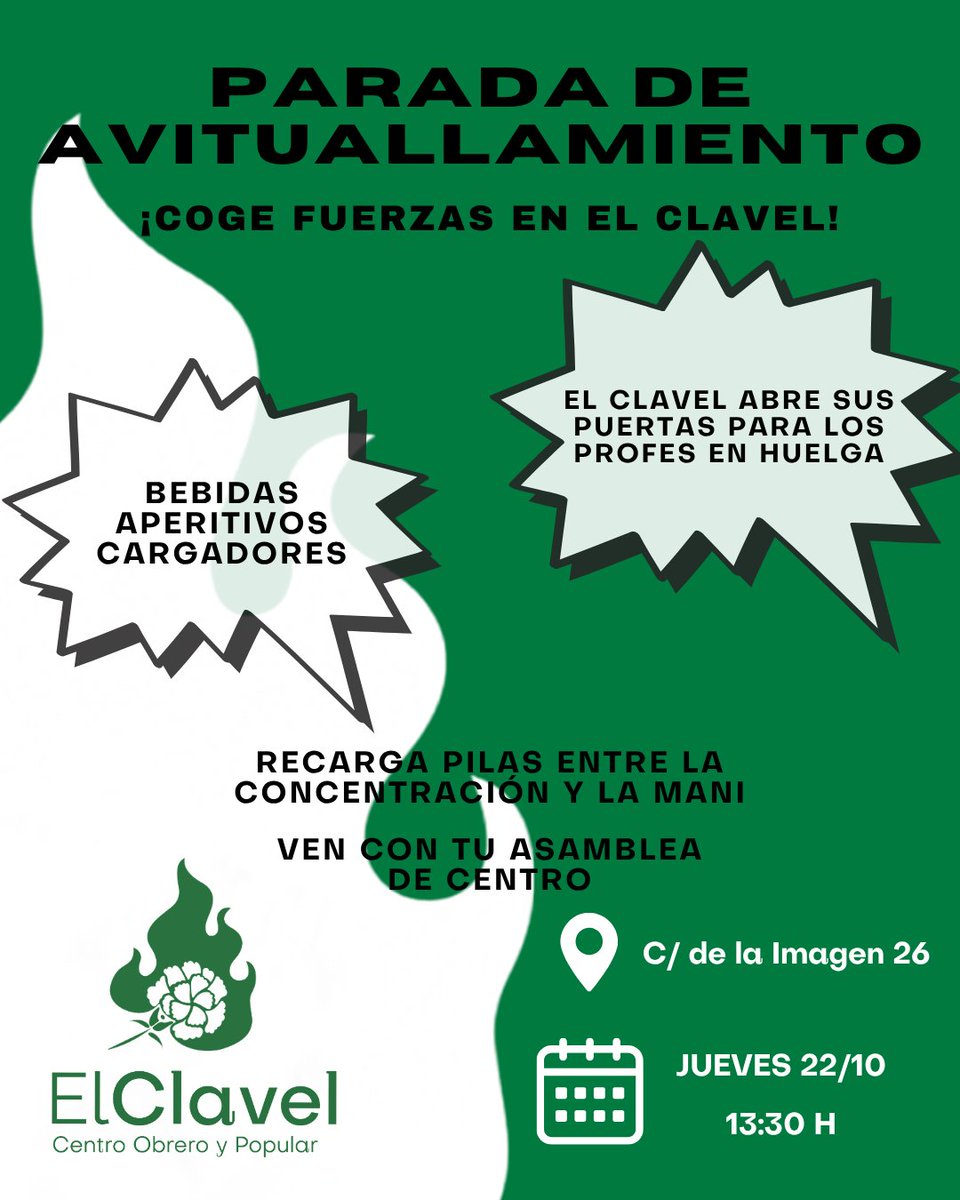 ElClavel_COP's tweet photo. ✊☕ Para todas esas profesoras, maestros y estudiantes en huelga hacemos una parada en Vallecas 🥪🍪

Entre reivindicaciones, también hay tiempo para compartir tiempo, charlar y coger fuerzas para seguir luchando juntos por una educación mejor. 💪📚

¡La unión hace la fuerza! 💚 https://t.co/bZyhpT3YpR
