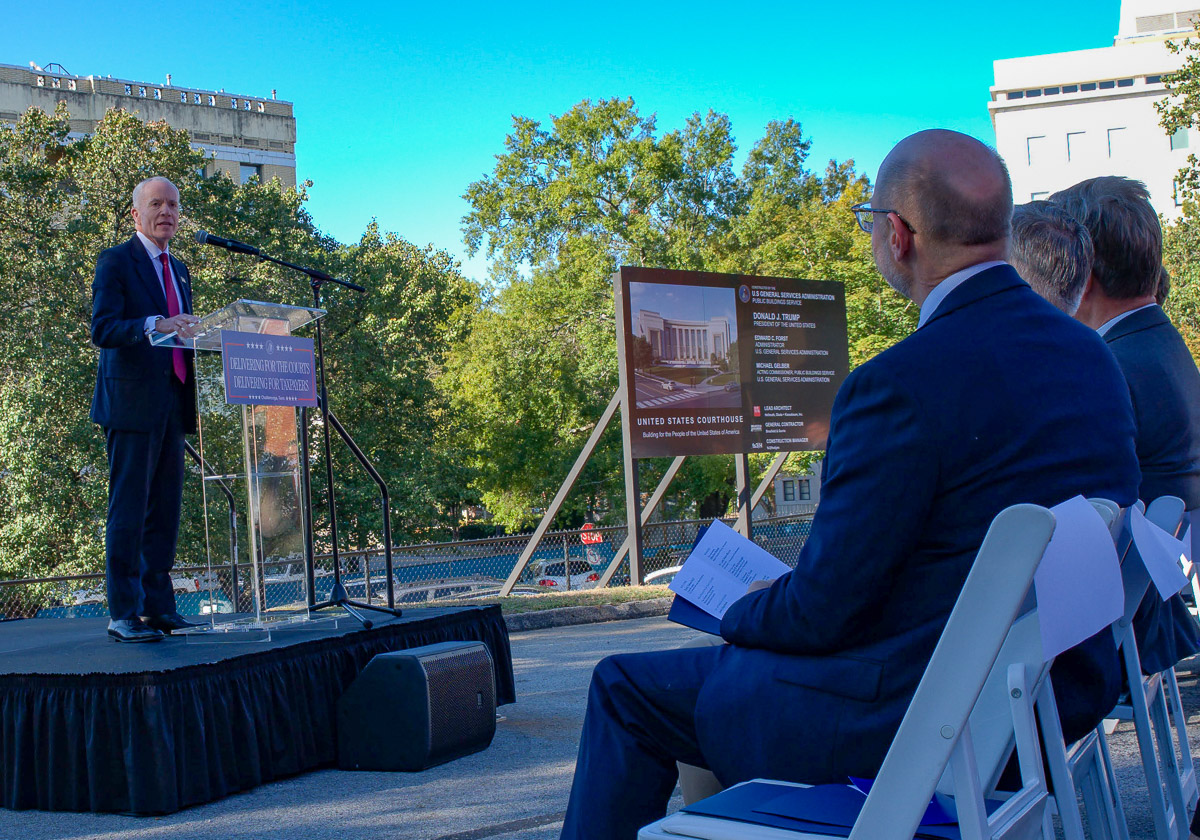 USGSA_Ed's tweet photo. Breaking ground. Building for justice. ⚖️

Today, @USGSA put shovels in the dirt for a new federal courthouse in Chattanooga, Tennessee with a clear mission: Deliver for the courts and for the taxpayers. https://t.co/IBbSNdTvkA