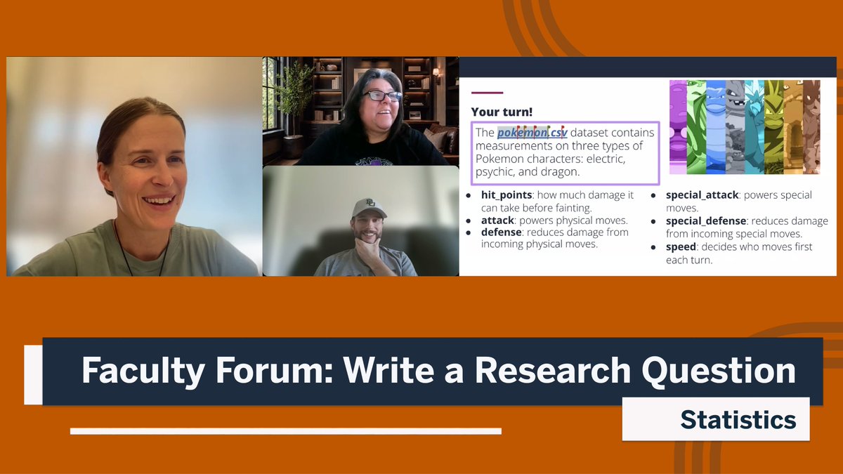 TexasOnRamps's tweet photo. Gotta analyze ’em all! At Fall PLI, @UTAustin faculty lead Sally Ragsdale had Statistics Instructors step into their students’ shoes by exploring a Pokémon-inspired dataset in RStudio and develpoing their own research questions. #OnRampsPLI #ProfDev https://t.co/NhEHdIJK06