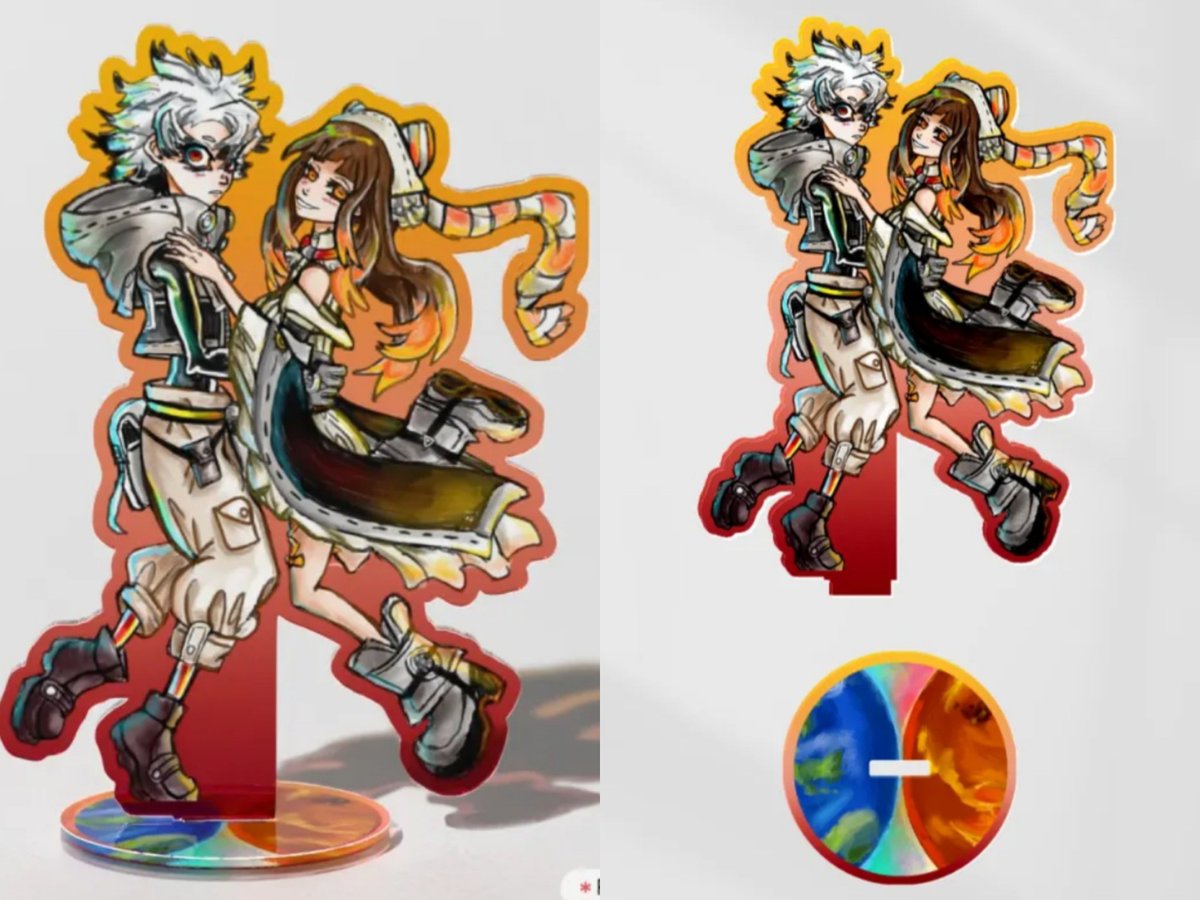 NijikuJaw's tweet photo. An almost 5 inch standee featuring Rudo and Amo with a custom planetary base is available only on my acggoods ^_^

Link -> https://t.co/uMgMWoz6i6 https://t.co/6ki7nTu79T