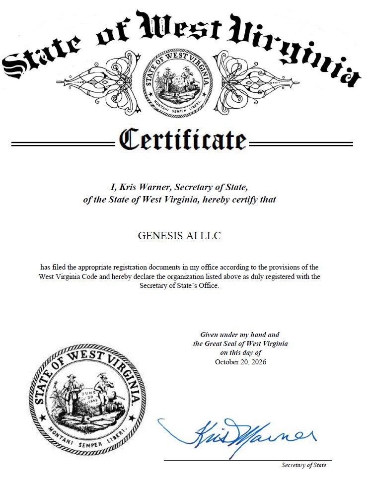 Genesisproofsol's tweet photo. Proof  of Official business USA

Big updates coming more
#GENESISAI https://t.co/3eUyXh0o9a