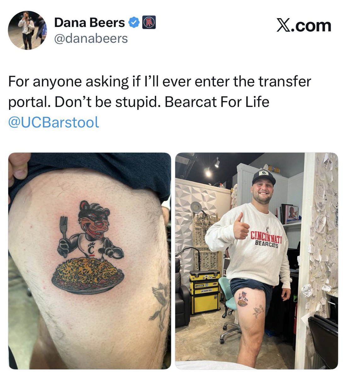 Head_FirstPod's tweet photo. You Bold Faced Liar @danabeers 

If you depart Cincinnati, remove the 3 way from your thigh https://t.co/lLHMXILlxJ