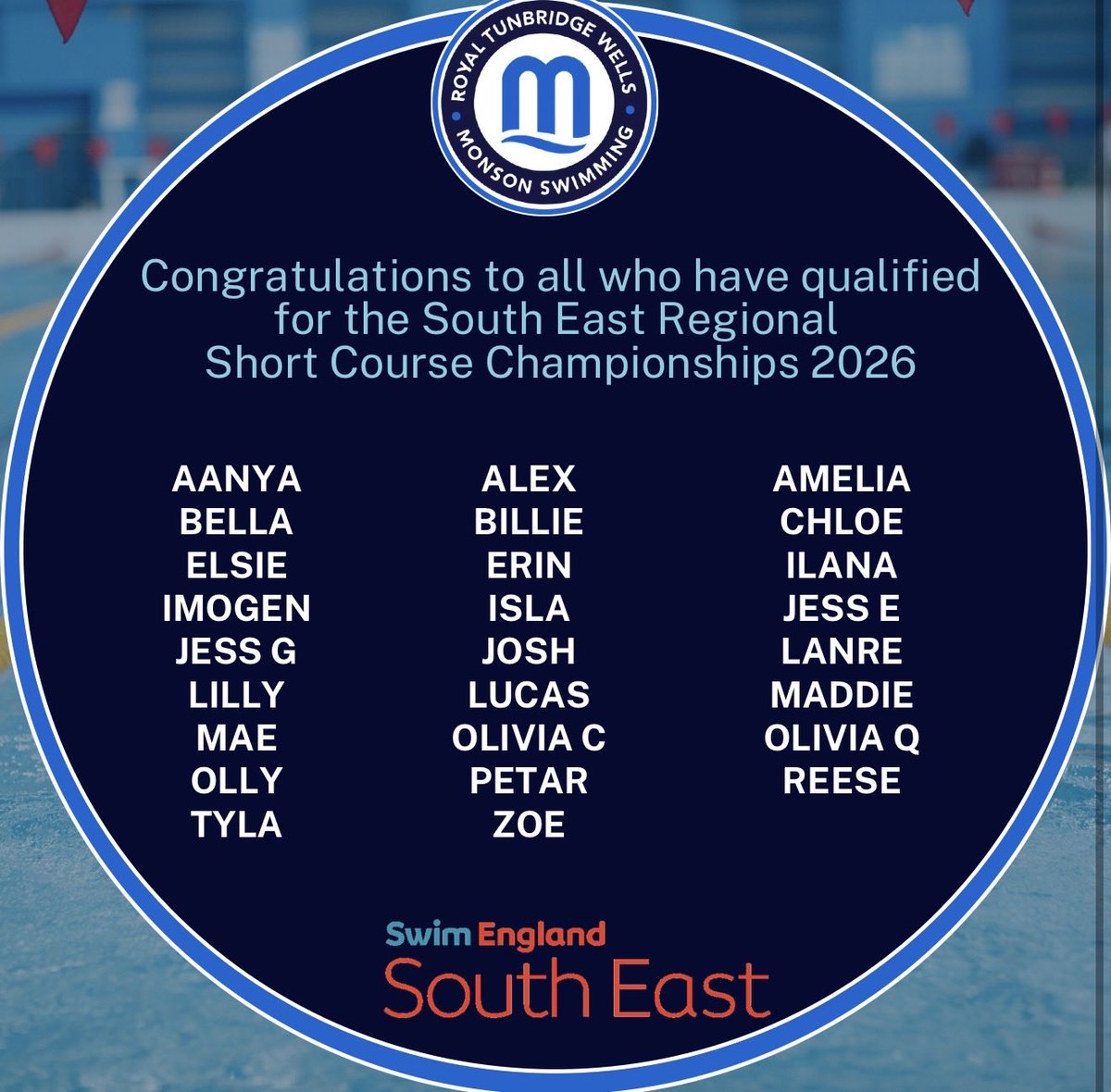 RTWMonsonSC's tweet photo. Congratulations to the RTW Monson swimmers who have qualified for the South East Regional Short Course Championships 2026 in November! We are very proud of you all 🙌🏻

#letsgomonson 

#rtwmonson #monson https://t.co/nzNDPFhVZV