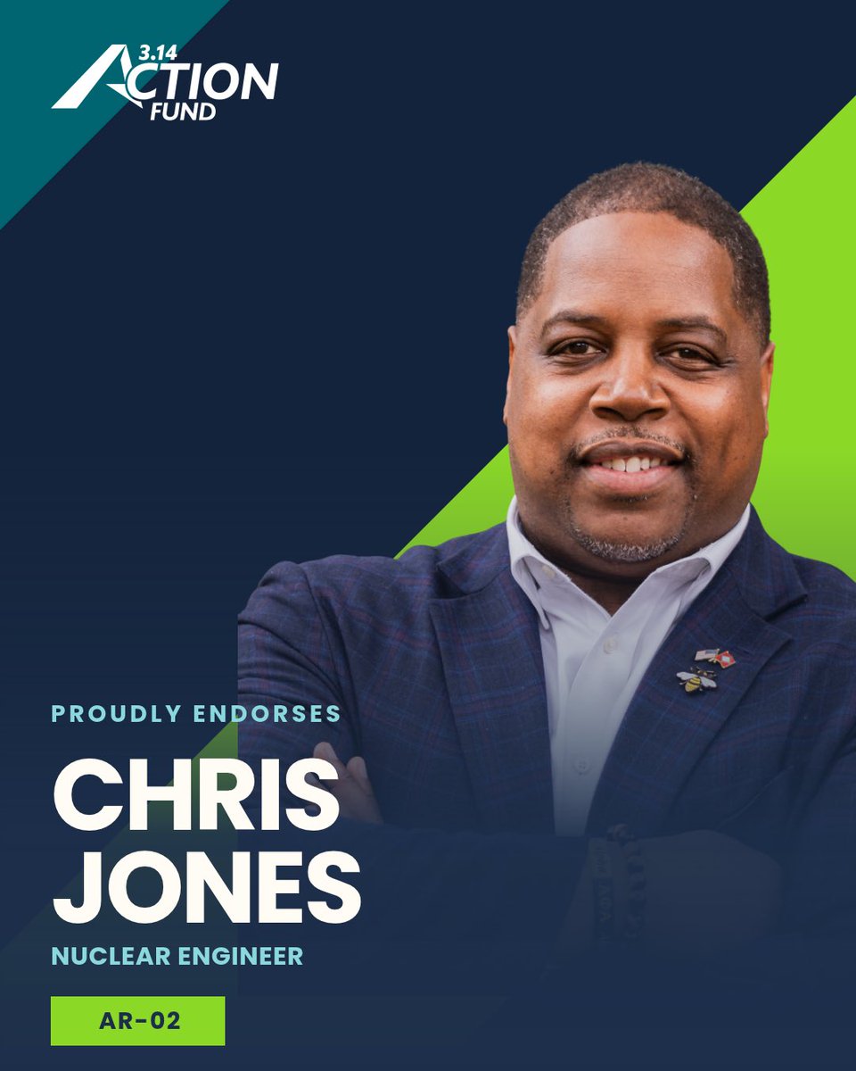 314action's tweet photo. 🚨ENDORSED🚨

Chris Jones is a nuclear engineer, minister and community leader. He’s earned five degrees, including a PhD from MIT.  

Let’s elect a rocket scientist to Congress and flip #AR02 in November. 🚀🚀 https://t.co/jRMWhoM6ne