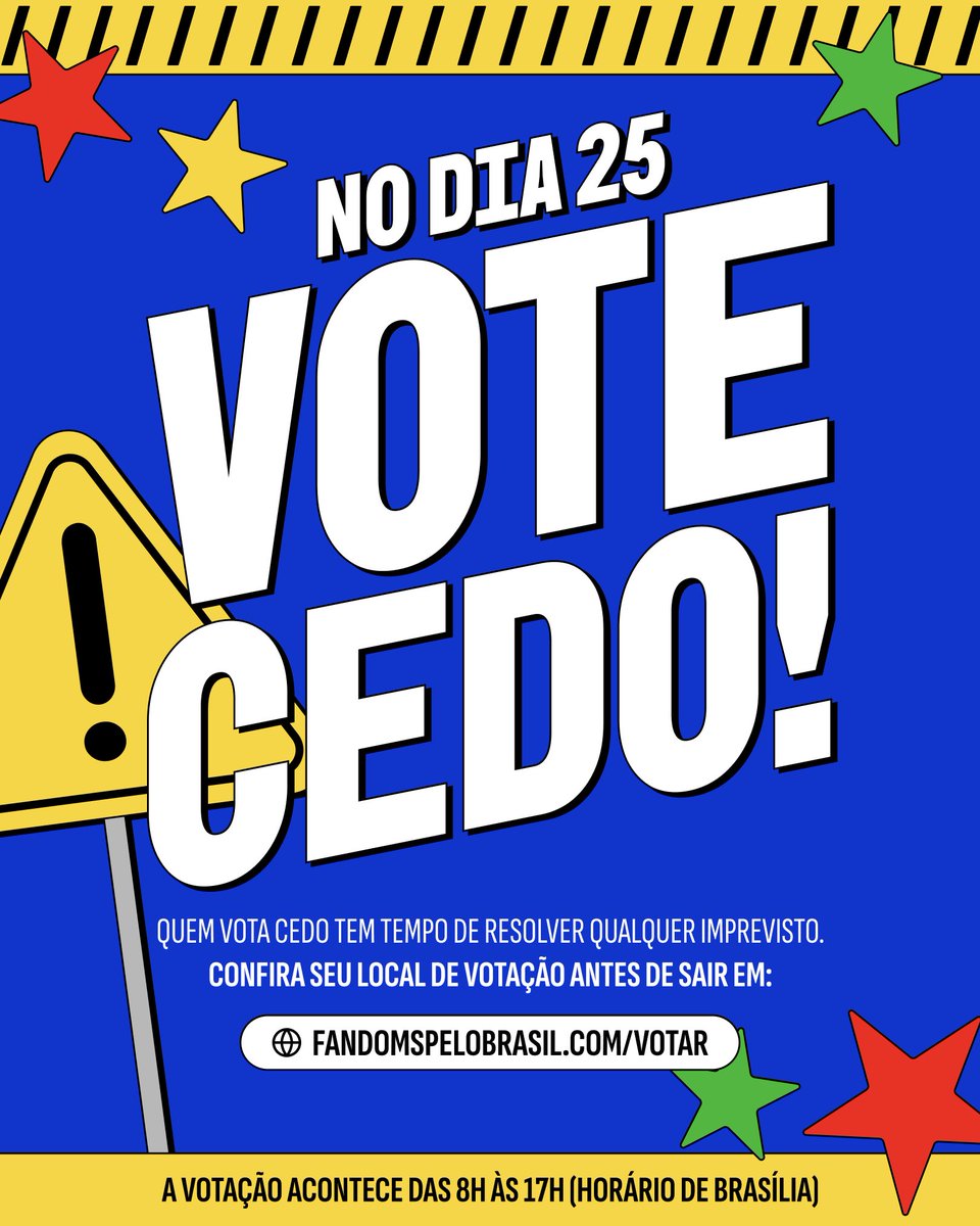 taylorswiftbr's tweet photo. 🚨 NÃO DEIXE PARA A ÚLTIMA HORA!

Domingo de manhã é o melhor horário para votar.

Se houver problemas com transporte, mudanças no local de votação, filas ou qualquer outro imprevisto, você ainda terá tempo para resolver e garantir seu direito ao voto.

NO DIA 25, VOTE CEDO! https://t.co/TpDWf8Gra5