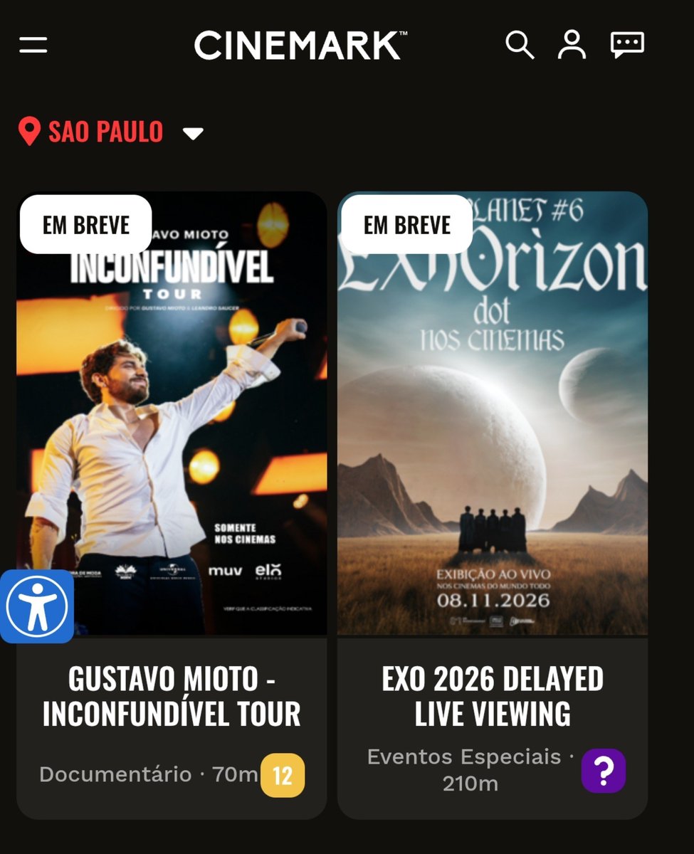 ExoProjectt's tweet photo. [🎬] EXO PLANET #6 EXhOrizon dot nos cinemas

No site da Cinemark, já esta disponível o cartaz promocional do filme do EXO PLANET #6 que estreia no dia 8 de novembro, na seção 'Em Breve'.  

A pré-venda/venda geral ainda não foram liberadas.

#EXO #엑소 #EXOPLANET_EXhOrizon_dot
#EXOPLANET_EXhOrizon_dot_in_CINEMAS
@weareoneEXO