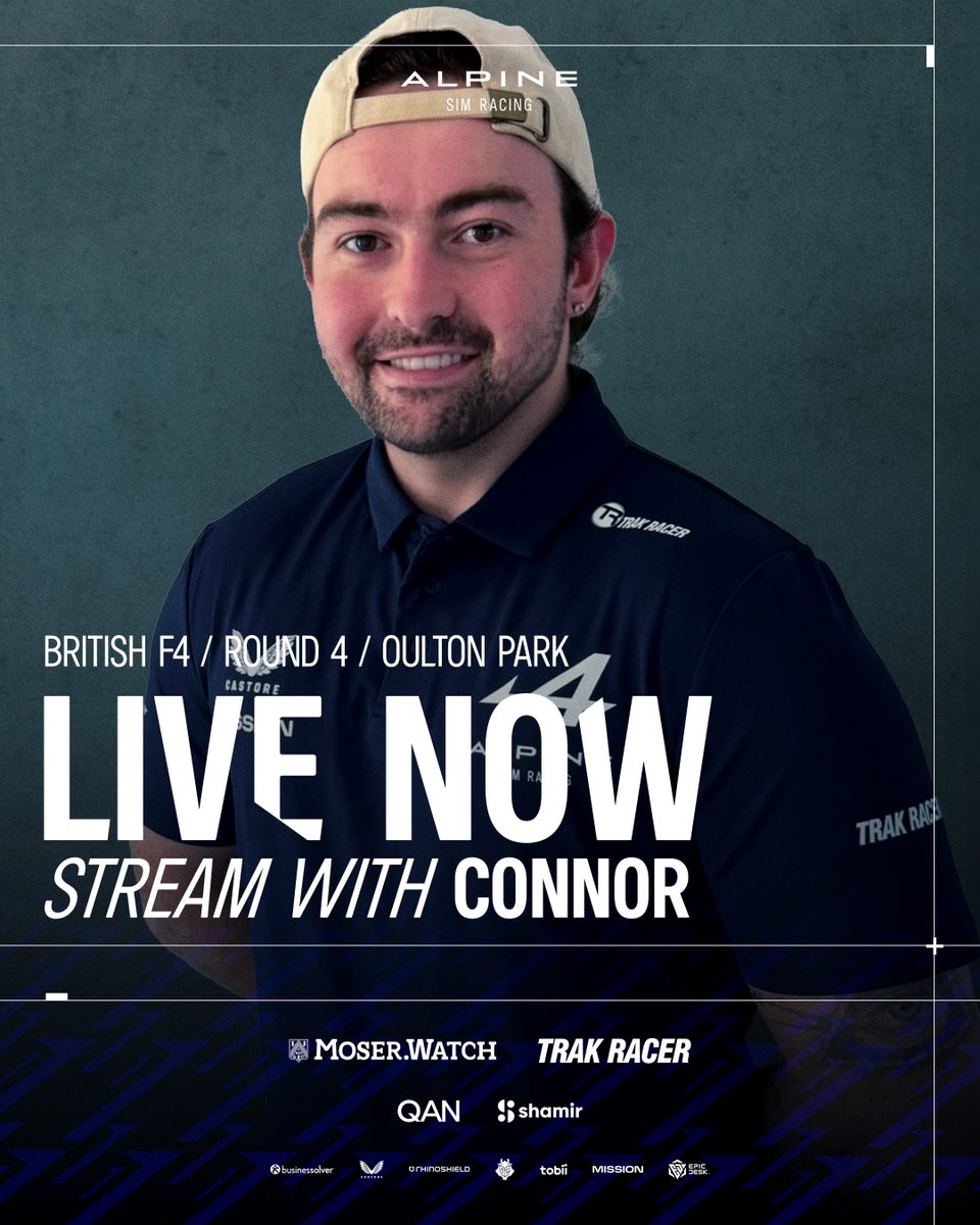 AlpineSimRacing's tweet photo. 🔴 WE ARE LIVE 🔴 

@CJuppMotorsport is streaming Round 4 of @BritishF4 Esports over on our Twitch 👇 

🔵 https://t.co/U6w2KocNL7 https://t.co/OfumaTbDPR