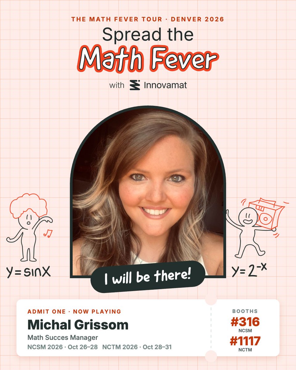 mathymichal's tweet photo. Heading to Denver for #NCSM2026 #NCTM2026! ✈️

If you're a math leader thinking about what's next for your classrooms, let's grab a coffee ☕ and chat!

📍 Innovamat Booth #316 NCSM and #1117 NCTM

👉 Comment "Denver" and I'll reach out!

#MathEd #Innovamat #ThinkingMath https://t.co/FARyibNz6k