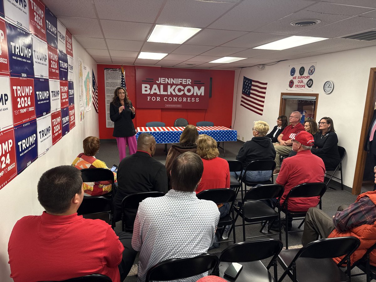 JenBalkcom's tweet photo. Grateful to have @SteveScaliseGOP, @RepLisaMcClain, and @DHarshbargerTN1 join us on the campaign trail and help get out the vote! 🇺🇸 https://t.co/gyrgqzdK4z