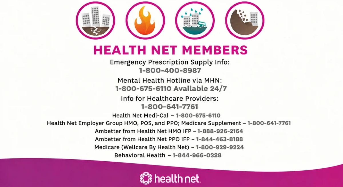 HealthNet's tweet photo. In response to Gov. Gavin Newsom's declared state of emergency throughout Imperial, Los Angeles, Orange, and San Diego Counties, California, Health Net is providing special assistance to assist members affected by Tropical Storm Rachel in Imperial, Los Angeles, Orange, and San Diego Counties Click here for more information: https://t.co/2fJWisqp82