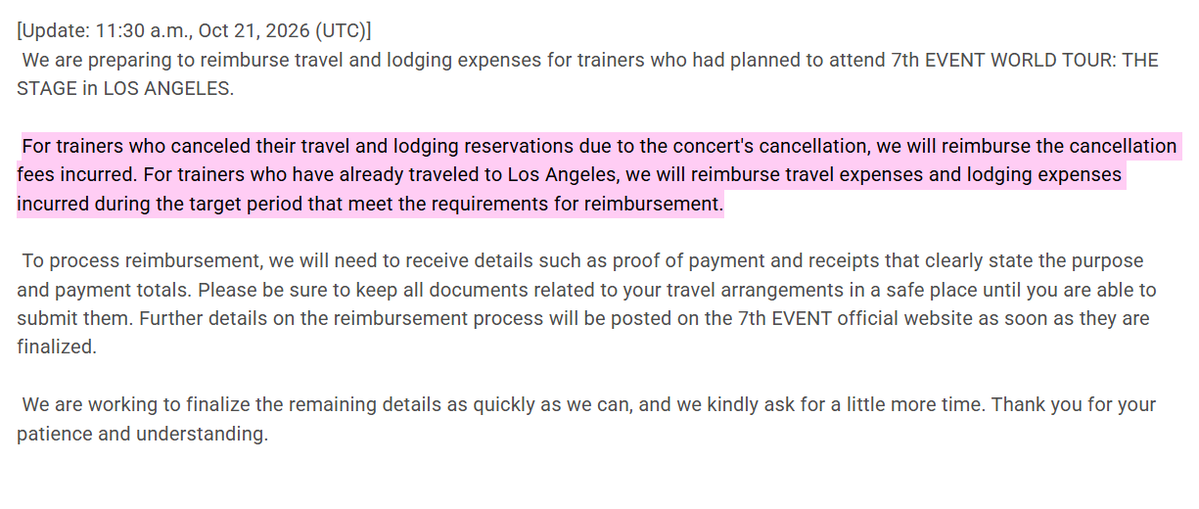 Rednu23's tweet photo. Umamusume announces that they are going to reimburse travel and lodging expenses for fans who planned to attend their canceled event in Los Angeles. Cancellation fees included. Please gather your receipts. I hope everything goes smoothly for the people affected. Massive W if so. https://t.co/vZItrDMBfH
