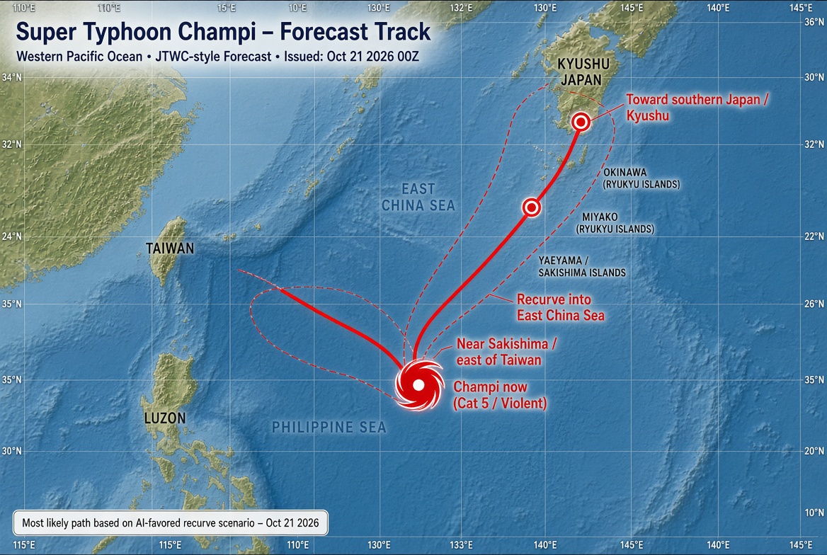 BillyBakerii's tweet photo. #TyphoonChampi GFS models still show Champi heading toward Taiwan. AI models disagree and show Champi heading towards Southern Japan.
A very interesting test for AI in real time.
Groks prediction https://t.co/hnEwlM6PZk
