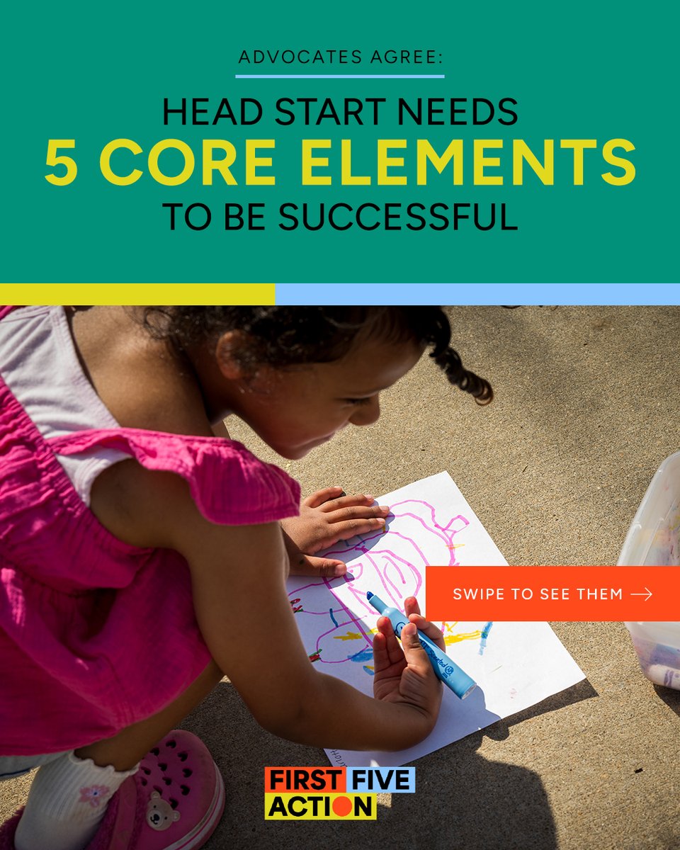 FirstFiveAction's tweet photo. Advocates agree: there are five core elements that make Head Start a success for millions of children, parents, and families! 🖐️ Swipe to learn more about each one, then click the link below to learn more: https://t.co/shKCiJpToq