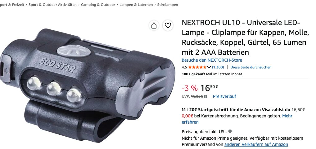 DerLahn's tweet photo. @claudia92646 Ich nutze diese hier.
Zwei Helligkeitsstufen. Mit der helleren kann ich quasi die gesamte Straße ausleuchten. 
Die Batterieen sind dann aber sehr schnell leer.
Trage sie an einer Basecap. https://t.co/6Vl09MlzIb