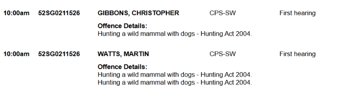 NDHuntSabs's tweet photo. Quantock Staghounds Huntsman and Hunt Master in Taunton Magistrates Court tomorrow! @mendiphuntsabs https://t.co/FSndJMdSec