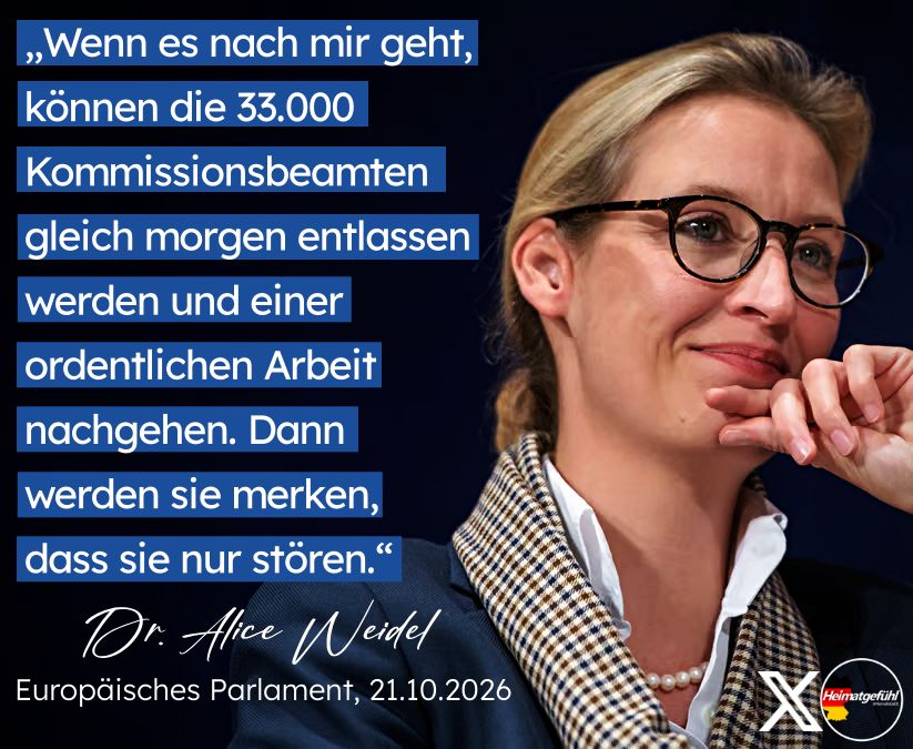 HeimatliebeDE's tweet photo. Klartext von Dr. Alice Weidel im EU-Parlament.

Diese Aussage kann man nur unterschreiben! https://t.co/oRNAcZhAs8