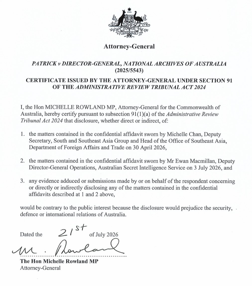 MrRexPatrick's tweet photo. .@AlboMP’s Govt doesn’t want to confirm Australia spied on Timor to steal their oil &amp; gas. Next month they’ll explain why in a partly closed hearing, protected by a secrecy certificate👇. Today they’re in the ART asking to ban media &amp; the public from the “open” hearing 🤷‍♂️ #auspol https://t.co/KtD2sakv9k