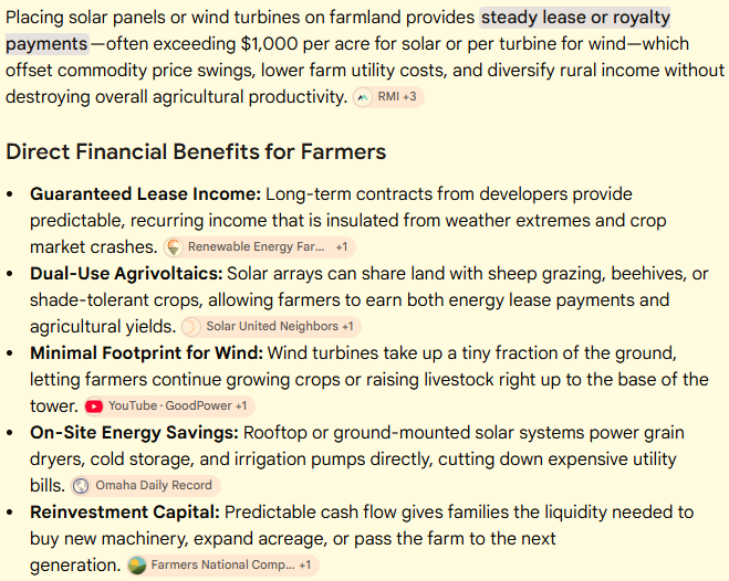 Random_Nobody_1's tweet photo. @alex_fasulo Dumb take. These instances are rare.

Meanwhile, did you know how profitable wind and solar are to farmers? Not to mention combining farming and renewables (agrivoltaics)? https://t.co/J8cUEwcHD6