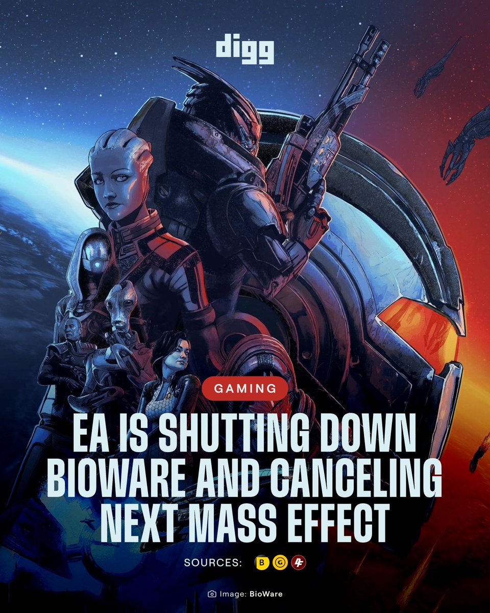 digg's tweet photo. EA is shutting down BioWare and canceling the next Mass Effect game, with Bloomberg reporting about 400 layoffs across the company.

https://t.co/UKENq0biHw https://t.co/HcdSz6LcFk