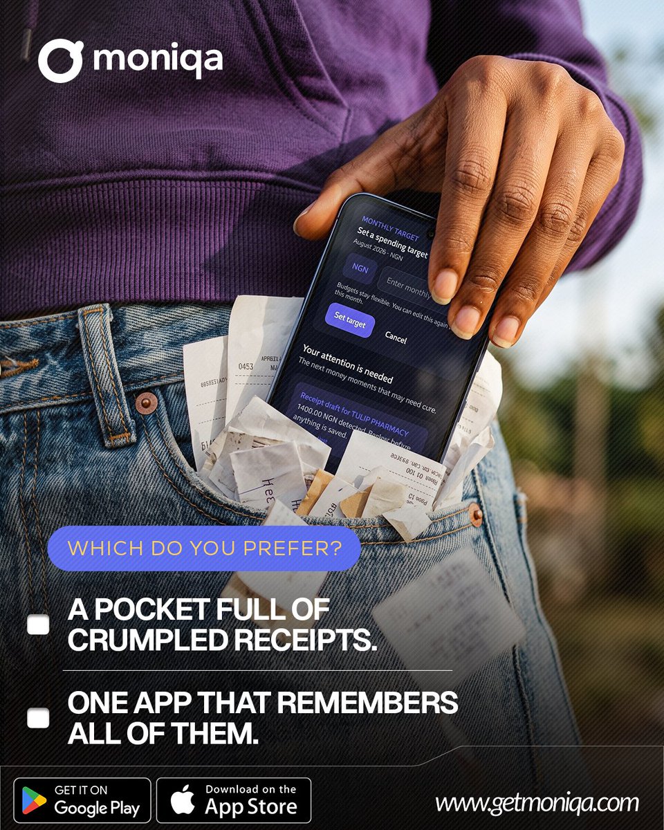 getmoniqa's tweet photo. A pocket full of crumpled receipts or one app that remembers all of them? 
Snap, scan, and track effortlessly with Moniqa today. 

#moniqa #fintech #financialclarity https://t.co/6QpEEHgKSY