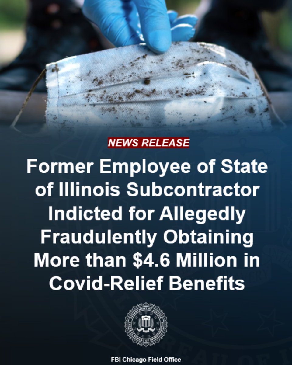 FBIChicago's tweet photo. 🚨#INDICTMENT: Andrea Wellington, a former employee of a State of Illinois subcontractor, has been indicted on federal fraud charges for allegedly fraudulently obtaining more than $4.6 million in Covid-era unemployment insurance benefits for herself and hundreds of others. #FBIChicago would like to thank the @DOLOIG and @USPIS_CHI for their support throughout this case. To read more about the investigation, please visit: https://t.co/WzCCIOBH13.

The FBI's White-Collar teams are committed to investigating and disrupting  fraud, embezzlement, money laundering, insider trading, bribery, corruption, and more. The public is encouraged to report any alleged instances of fraud to the FBI by calling 1-800-CALL-FBI (225-5324) or submitting a tip online at https://t.co/YsyApSvbbb. Tips can remain anonymous. 

https://t.co/Q47kceMFPw