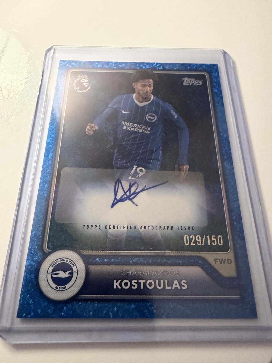 RudoSportsCards's tweet photo. MY FAVOURITE CARD

Charamplos Kostoulas (Brighton FC)
Blue Sparkle Autograph Card (029/150)

The sparkle design matches the blue Brighton kit, known as "colour match".

Kostoulas is going to have a big season,registering weekly goals &amp; assists!

#Topps #Brighton #FootballTwitter https://t.co/UbrKuAFzCz