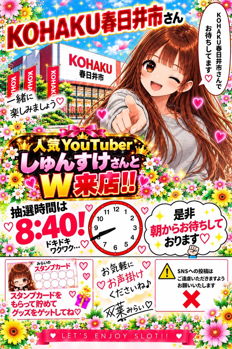 mirai_twins251's tweet photo. おはよう🌼✨

今日なKOHAKU春日井店さんへお邪魔させていただきます🥰

抽選時間は8:40！

朝の抽選から参加するべし✨
お待ちしてます🎶

＃PR https://t.co/a5yDJ0r4Pj