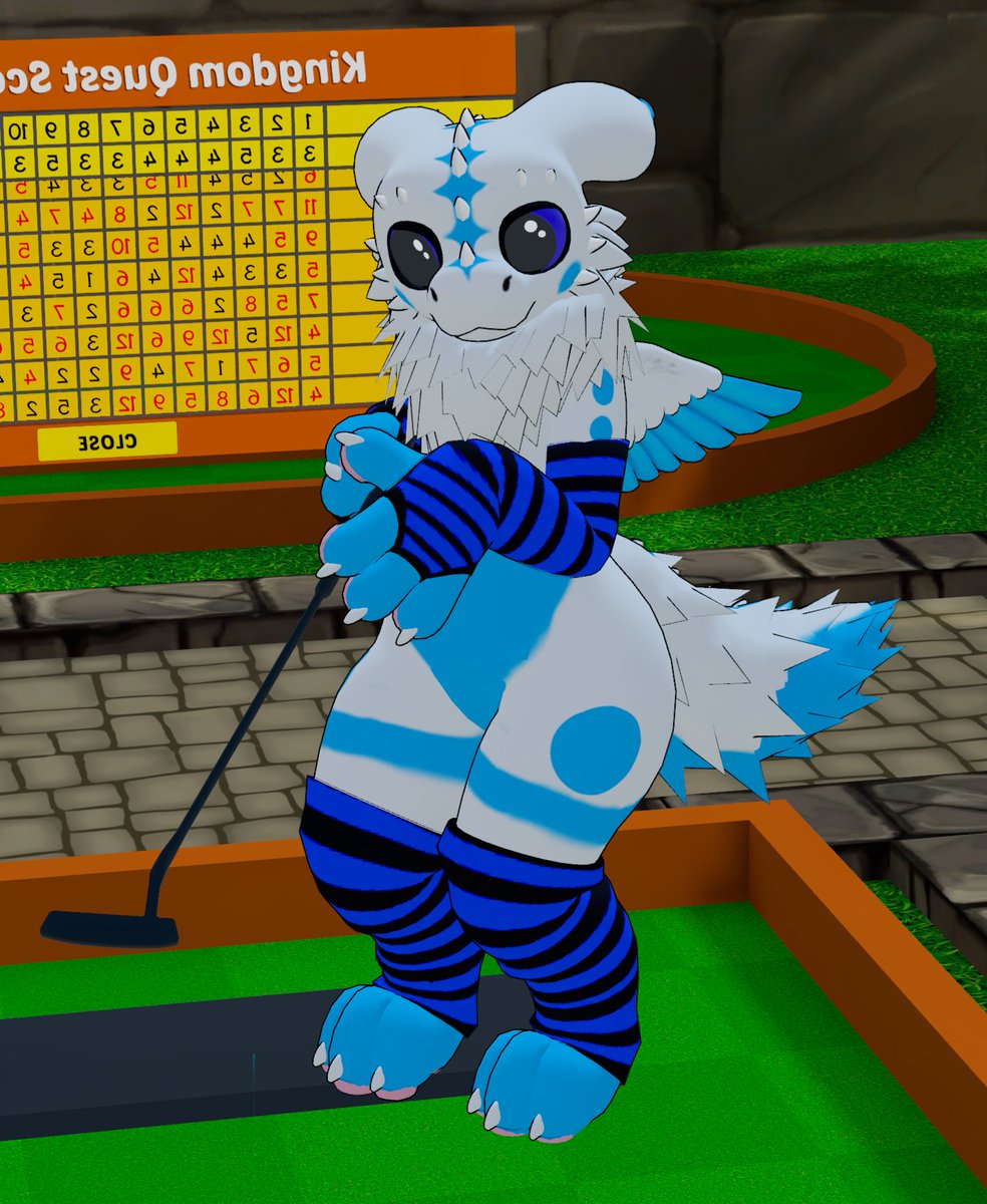 SnowWuff's tweet photo. Cute pic of me taken at the @BestboiProject Golf meetup on VRC!! TY 74hc595 for taking this pic of me ☺️❤️ https://t.co/EivfsDe7Wa