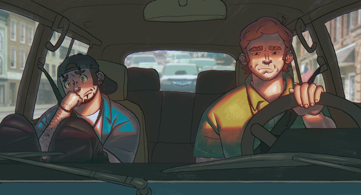 Snapitkeeper's tweet photo. Prompt 5 fr chill yumeshiptober on insta , stuck in a bad situation !! Poor guys got stuck in traffic and now theyre late for work 💔 #Dexter #Selfship https://t.co/r79pueNra1