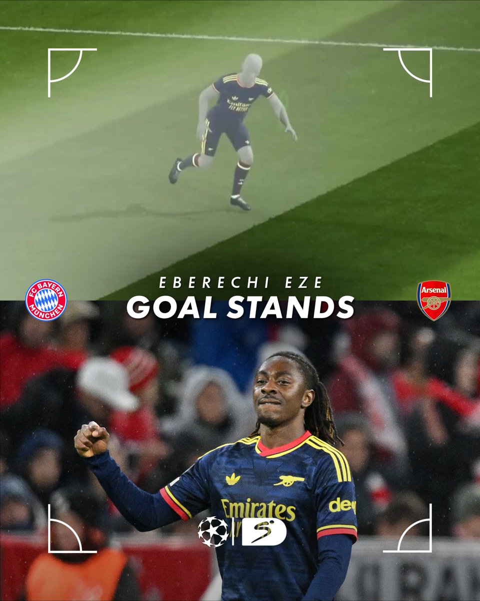 SSFootball's tweet photo. Eberechi Eze beats Bayern's offside trap to open the scoring 👏⚽️

📺 Stream #UCL on DStv: https://t.co/B0jLrQWD1K https://t.co/1fXPKr8oJB