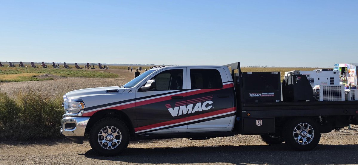 VMACAir's tweet photo. #VMAC's Texas &amp; South Central US Sales Rep, Tommy Rorex, rolled into the legendary Cadillac Ranch near Amarillo with the VMAC #demo truck. From American #automotive history to the #equipment powering today's #worktrucks, there's always something to see on the road in #Texas! https://t.co/Qd92BJgh5E