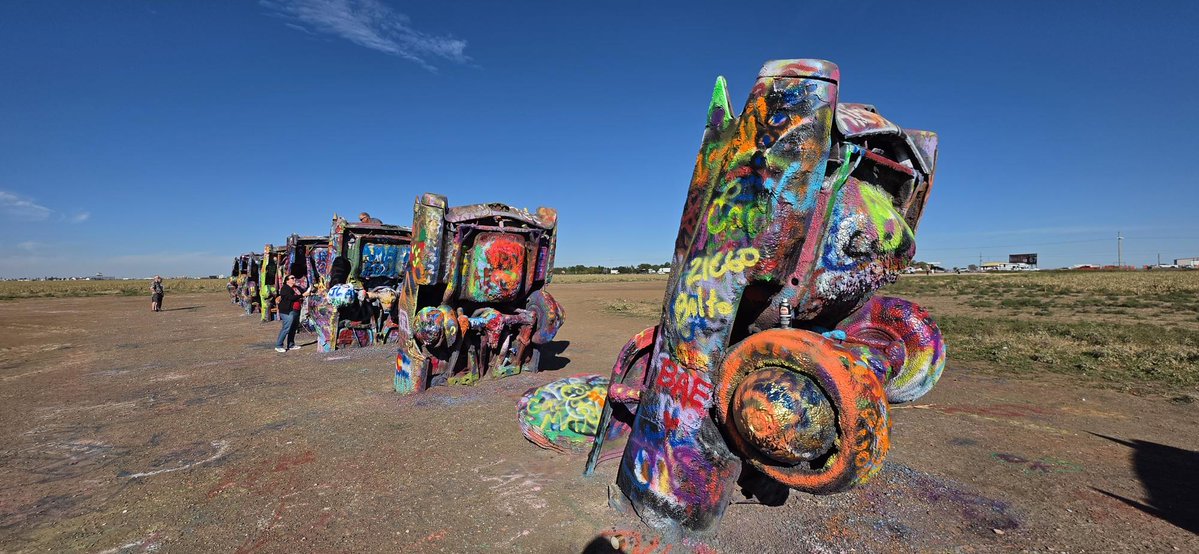 VMACAir's tweet photo. #VMAC's Texas &amp; South Central US Sales Rep, Tommy Rorex, rolled into the legendary Cadillac Ranch near Amarillo with the VMAC #demo truck. From American #automotive history to the #equipment powering today's #worktrucks, there's always something to see on the road in #Texas! https://t.co/Qd92BJgh5E