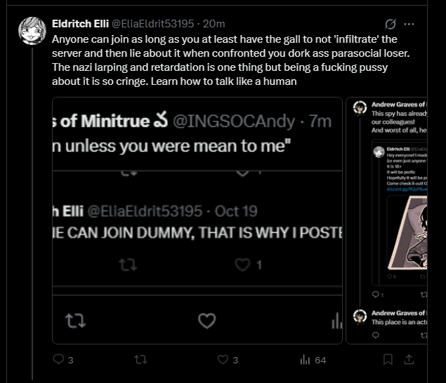 INGSOCAndy's tweet photo. I wouldn't have felt the need to lie about it if you didn't start hounding me like the Gestapo as soon as you noticed I had the exact same pfp. https://t.co/6mcVGAyVgi