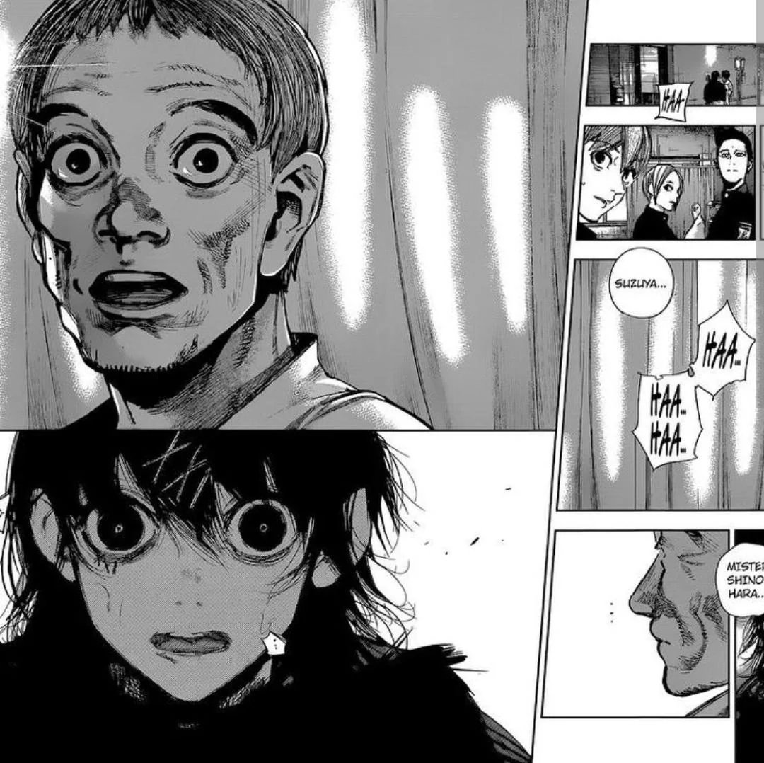 sweetokkies's tweet photo. juuzou getting reunited with shinohara is hands down one of the best parts of the TG ending https://t.co/qpqC9QOO8T