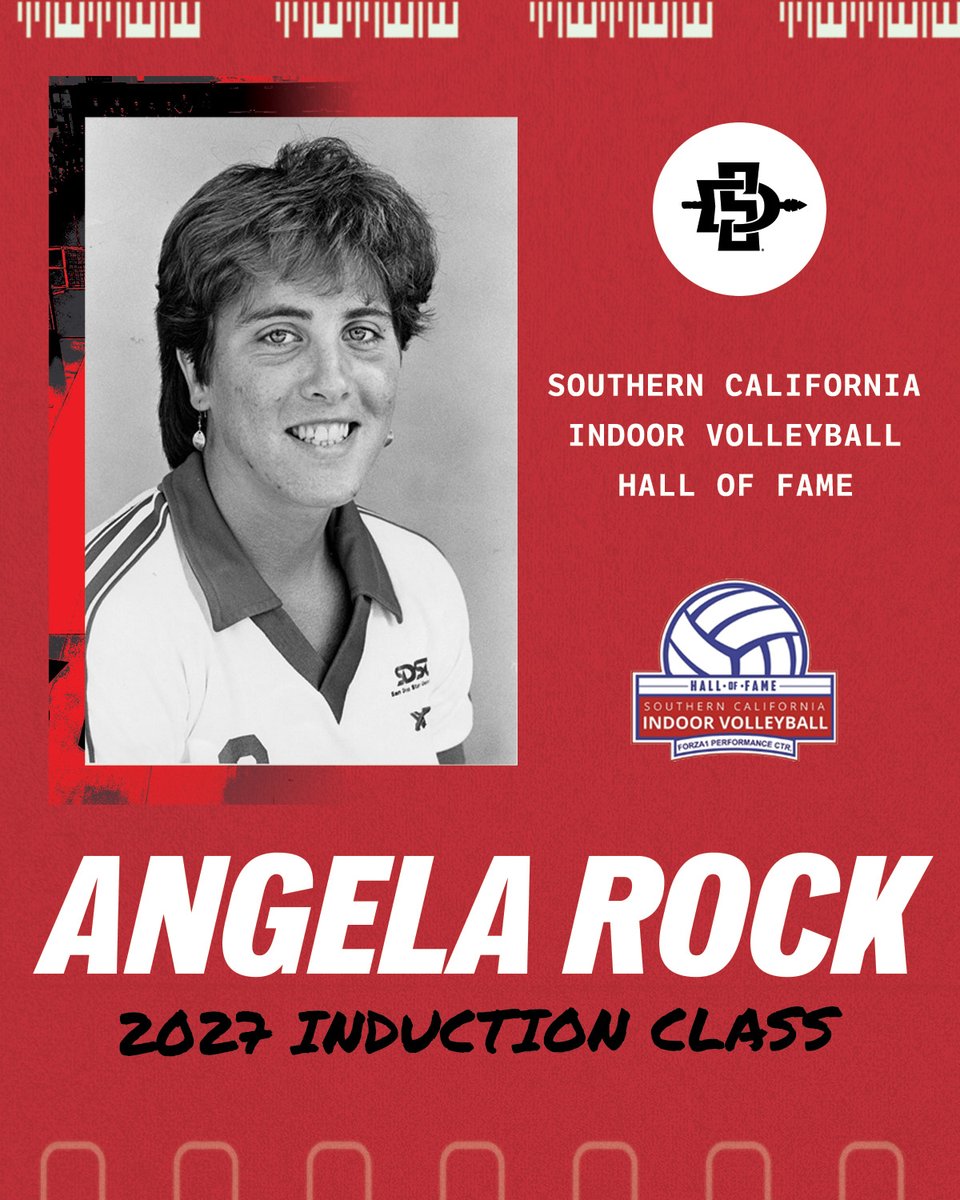 AztecVB's tweet photo. Congrats to former Aztec All-American and U.S. Olympian Angela Rock, who was recently named to the 2027 induction class for the Southern California Indoor Volleyball Hall of Fame!  #GoAztecs 👏👏 

📰 More: https://t.co/2ulqt9njzx https://t.co/Uxq12GqorA