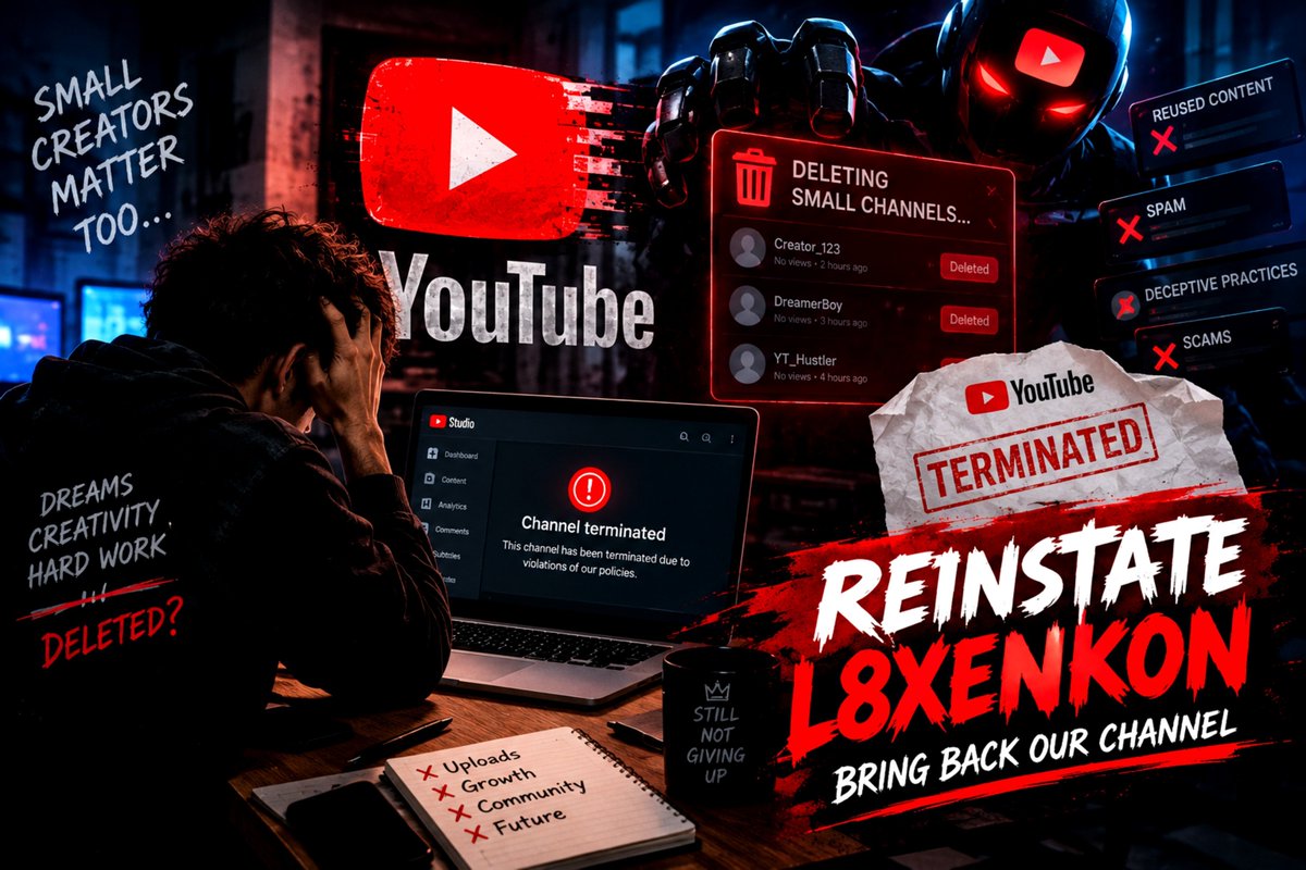 ragavkcn's tweet photo. 🚨🔥 YOUTUBE, STOP IGNORING TERMINATED CREATORS!
#YouTubeAIWrongedCreators
💥 HOW CAN CREATORS TRUST A SYSTEM THAT THEY BELIEVE HAS FAILED THEM?
@YouTube @TeamYouTube @YouTubeIndia @nealmohan @FTC https://t.co/5kAX69yvPm
