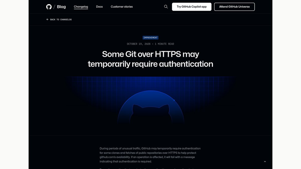 automater_ai's tweet photo. Your 02:00 agent job clones a public GitHub repo with no token. Since Oct 19, GitHub may require auth for some public HTTPS clones under unusual traffic. "Usually works" is not an SLA. Give every lane a token. #GitHub #CICD
https://t.co/Pz3JeXK6r5 https://t.co/pUwN3eKjRR