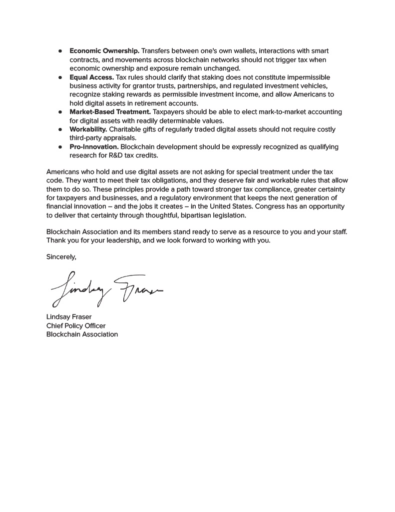 BlockchainAssn's tweet photo. 1/ Today, Blockchain Association sent a letter to Senate and House leadership urging Congress to advance thoughtful, bipartisan digital asset tax legislation.

We're also launching https://t.co/QeWIh0v2nV so Americans can make their voices heard.

https://t.co/yA9977VATC https://t.co/0fRoPrGgVl