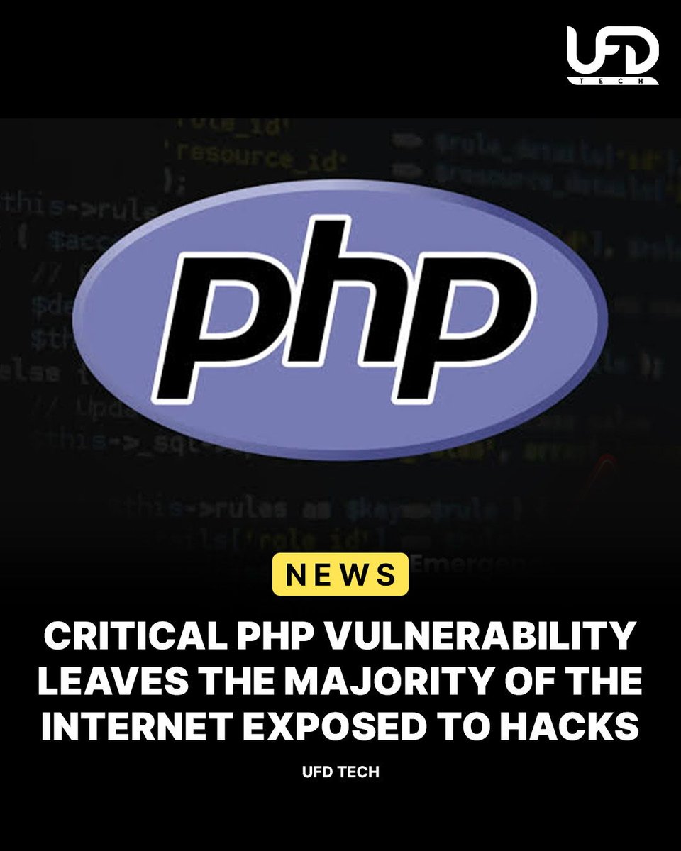 UFDTech's tweet photo. A ton of the internet is vulnerable as a set of massive PHP vulnerabilities are disclosed. Rated 9.2 out of 10 on the severity level.

Source: https://t.co/TuJuON5aMN https://t.co/chgMOS8tGT