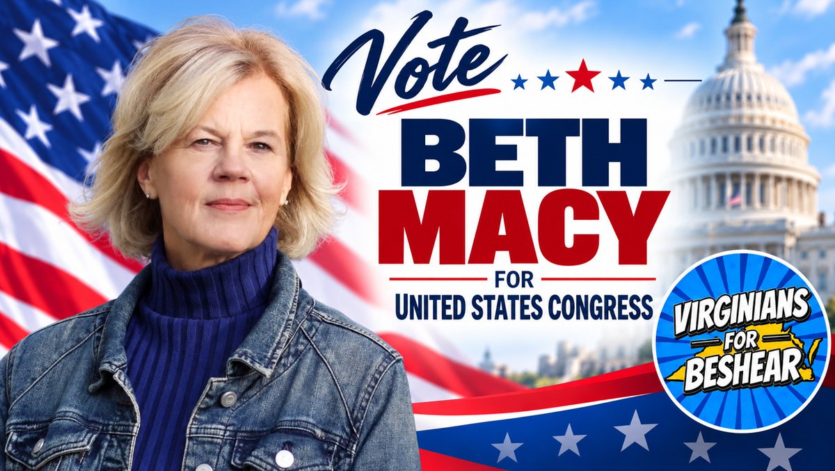 va4beshear's tweet photo. Just like Andy Beshear, the candidate for the United States House of Representative in the Sixth Congressional District of Virginia, Beth Macy, attracts support beyond the Democratic base in a traditionally Republican district. Get out and vote for @papergirlmacy! #Beshear2028 https://t.co/k8MvgkdkbT