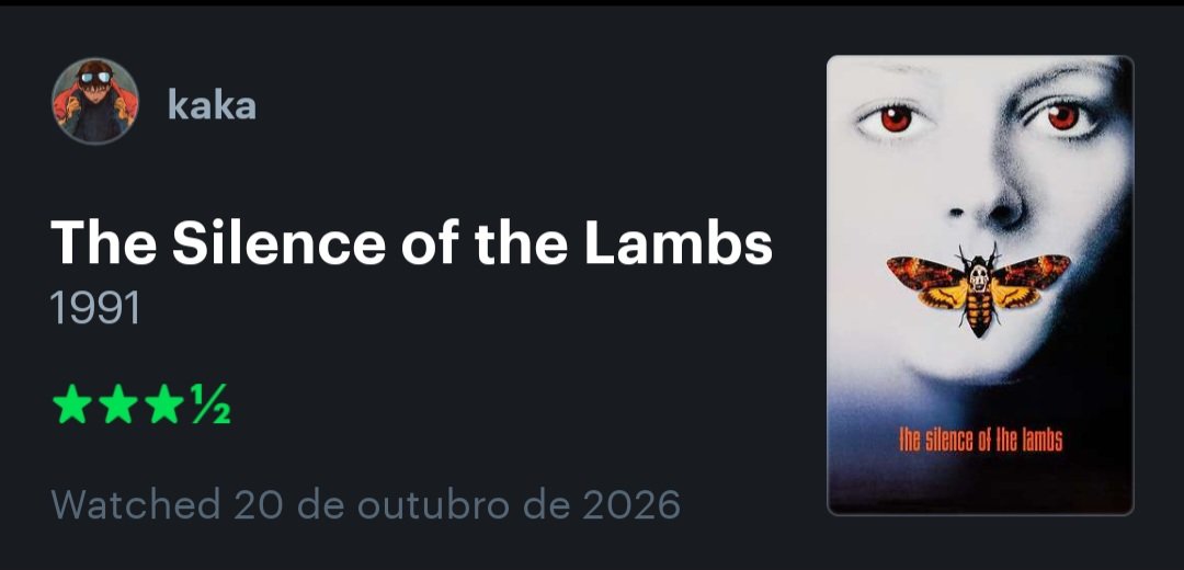 okaka342's tweet photo. Finalmente vi O Silêncio dos Inocentes, criei uma expectativa enorme pra esse filme. Não gostei tanto quanto eu esperava, mas achei um bom filme. https://t.co/GJsQAC10IT