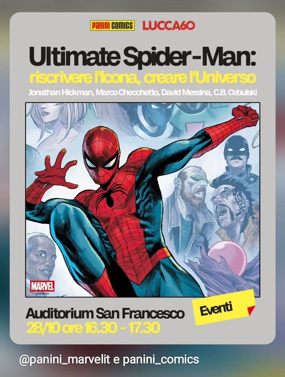 Da_Mess's tweet photo. Mercoledì prossimo @LuccaCandG  prossimo @CBCebulski, Jonathan Hickman, @MChecC ed io vi aspettiamo per raccontare come è stato reinventare l' icona Marvel per eccellenza! https://t.co/qvfQmjWzxP