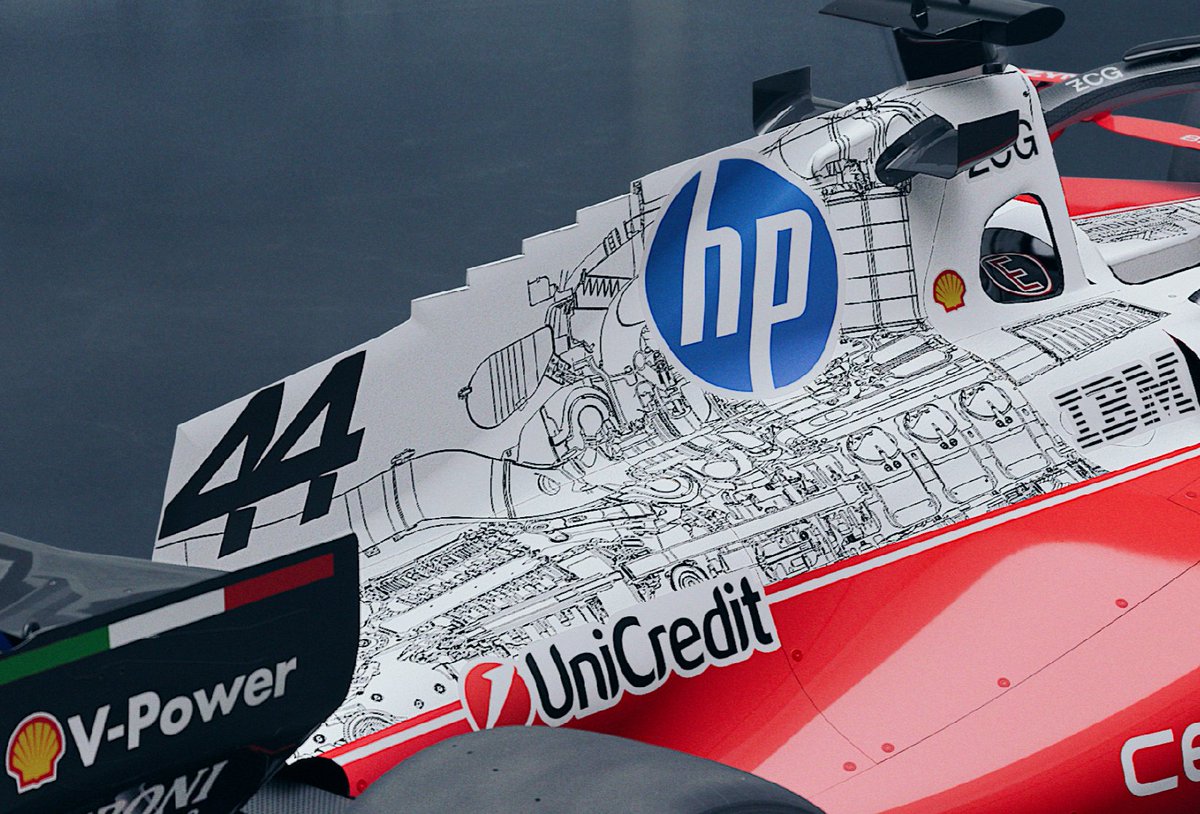ScarbsTech's tweet photo. Ferrari's power train blueprint livery...
Gearbox, differential and ICE detailed 🤔 
#F1 #F1tech #AustinGP https://t.co/IbGpyHDH0E